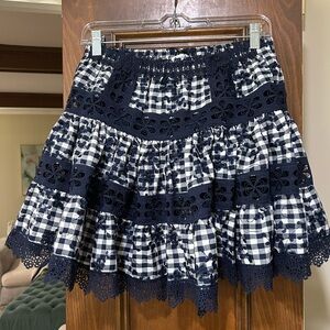 Olivaceous Navy and White Gingham Skater Skirt